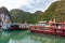 HA LONG BAY, VIETNAM - NOVEMBER 13, 2018: Halong Bay, Vietnam. Unesco World Heritage Site. Traditional tourist boats