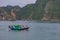 HA LONG BAY, VIETNAM - NOVEMBER 13, 2018: Halong Bay, Vietnam. Unesco World Heritage Site. Traditional tourist boats