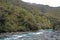 Haast river and thunder creek fall in New Zealand