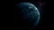 Habitable exoplanet similar to Earth and suitable for human life. Planet in space with water and greenery. Discovery of