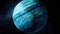 Habitable exoplanet similar to Earth and suitable for human life. Planet in space with water and greenery. The discovery