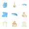 Habitation icons set, cartoon style