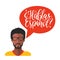 Hablas Espanol hand lettering phrase translated in English Do You Speak Spanish in speech bubble. Icon in flat style.