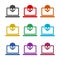 Hacked laptop color icon set