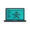 Hacked laptop icon flat isolated vector