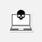 Hacked laptop icon isolated on gray background
