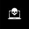 Hacked laptop icon for web design isolated on dark background