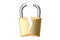 Hacked padlock, 3D rendering