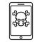 Hacked smartphone icon, outline style