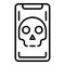 Hacked smartphone icon, outline style