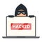 Hacked system icon cartoon vector. Cyber attack