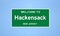 Hackensack, New Jersey city limit sign. Town sign from the USA.