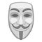 Hacker or anonymous mask icon, cartoon style