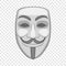 Hacker or anonymous mask icon, cartoon style