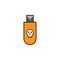 Hacker, infected USB flash drive icon. Can be used for web, logo, mobile app, UI, UX