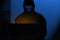 Hacker man in hoodie shirt typing hacking global netwok security