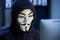 The hacker in a mask of Guy Fawkes
