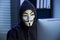 The hacker in a mask of Guy Fawkes