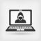 Hacker in mask on laptop screen
