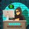 Hacker Near Computer Illustration