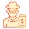 Hacker on smartphone flat icon. Mobile phone with thief orange icons in trendy flat style. Online robber gradient style