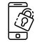 Hacker smartphone protection icon, outline style