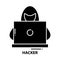 hacker symbol icon, black vector sign with editable strokes, concept illustration