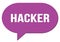 HACKER text written in a violet speech bubble