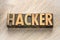 Hacker word abstract in wood type