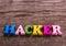 Hacker word made of wooden letters