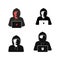 Hackers, set of vector illustrations, icons, emblems