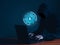 Hackers work on laptops in the dark. The concept of information security in the Internet network and information espionage