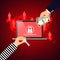 Hacking email adresses programs ransomware, red background