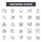 Hacking line icons, signs, vector set, outline illustration concept