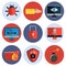 Hacking protection flat icon set