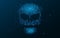 Hacking system. An abstract, luminous skull of blue color from a binary code. The data is under threat. Hi-tech and programming. V