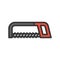 Hacksaw, handyman tool filled outline vector icon