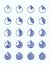 Hadn-drawn vector feltip pen pie chart icons set