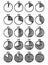 Hadn-drawn vector feltip pen pie chart icons set