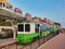 Haeundae Beach Train Running on Railway, Busan, South Korea Asia