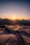 Haferfels blick auf das Burgenmassiv Altdahn , Sunset, Palatinate Forest, Germany. landscape shot