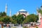 Hagia Sofia. Hagia Sofia and garden in Istanbul. Hagia Sofia church and mosque in Istanbul.