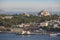 Hagia Sofia mosque in Istambul cityscape. Bosphorus. Turkish landmark