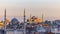 Hagia Sophia Grand Mosque and Mosque at night, Hagia Sophia domes and minarets old town, Istanbul, Turkey, Turkiye, Byzantine