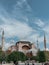 Hagia Sophia in Istanbul. The mosque is a museum. Christian frescoes, historical architecture in the territory of Turkey
