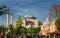 Hagia Sophia mosque in the evening against blue sky in spring in Istanbul, Turkey