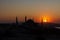 Hagia Sophia sunset silhouette, Istanbul skyline, Turkey