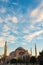 Hagia Sophia vertical photo. Ayasofya Mosque at sunrise in the morning