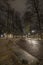 The Hague - January 18 2019: The Hague, The Netherlands. Park and street in The Hague at dusk, long exposure, wet street