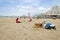 The Hague, Netherlands - May 8, 2015: Children playing at the beach, Scheveningen